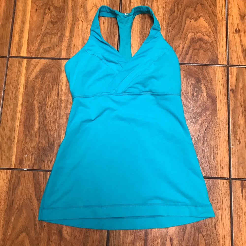 Lululemon Deep Breath Tank Top" Turquoise-Size 4 Good Condition - Picture 3 of 11